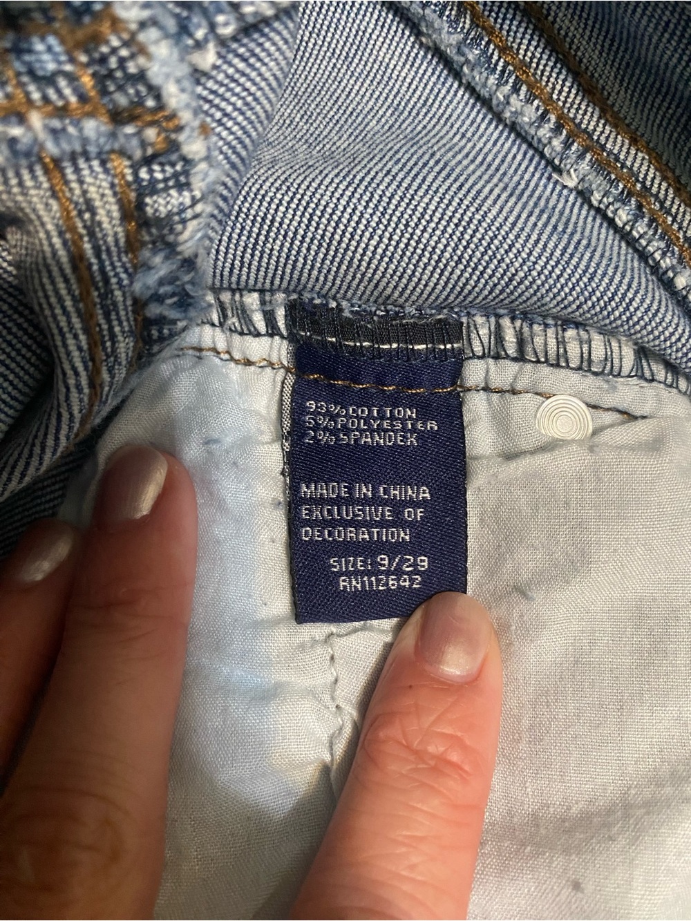 High-Rise Frayed Hem Blue Denim Shorts - Picture 3 of 4